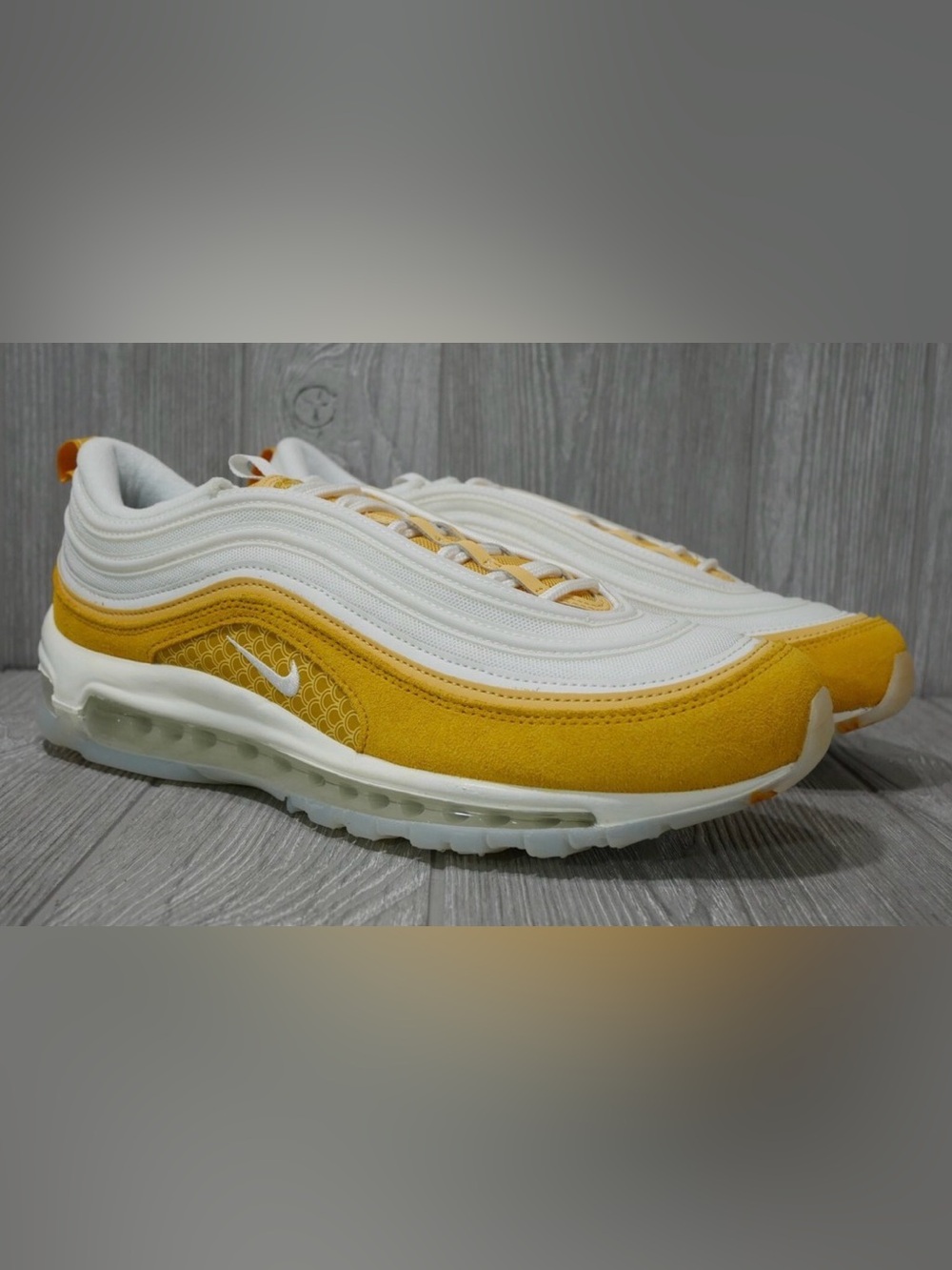 Nike Air Max 97 “Koi Gold” White and Yellow Suede Mesh Sneakers - Picture 6 of 10